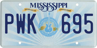 MS license plate PWK695