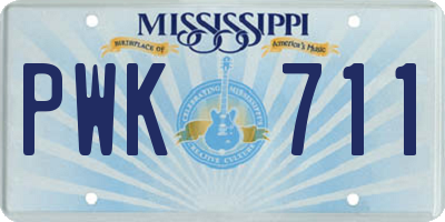 MS license plate PWK711