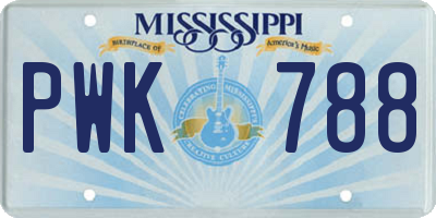 MS license plate PWK788