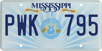 MS license plate PWK795