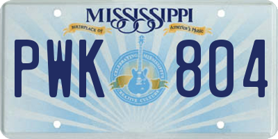 MS license plate PWK804