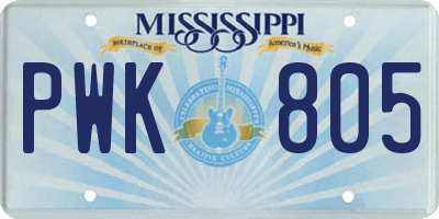 MS license plate PWK805