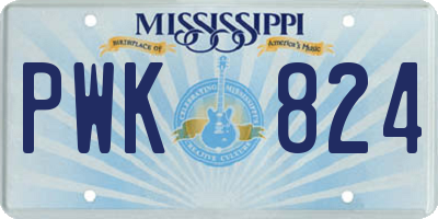 MS license plate PWK824