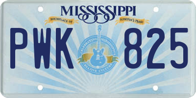 MS license plate PWK825