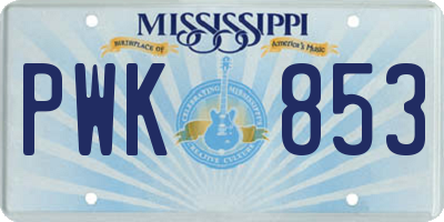 MS license plate PWK853