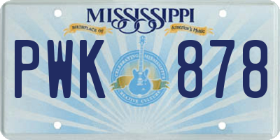 MS license plate PWK878