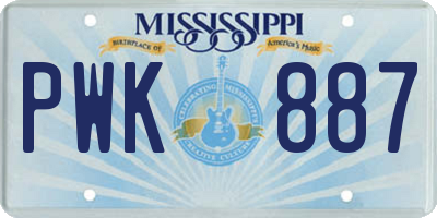 MS license plate PWK887