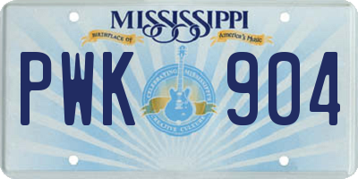 MS license plate PWK904