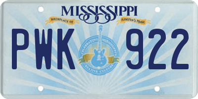 MS license plate PWK922