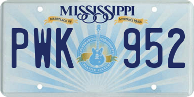 MS license plate PWK952