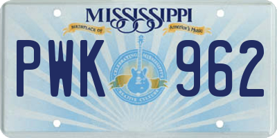 MS license plate PWK962