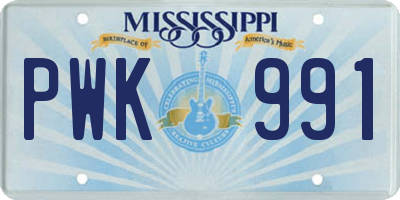 MS license plate PWK991