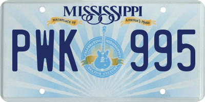 MS license plate PWK995