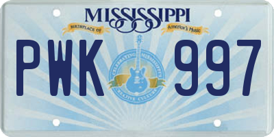MS license plate PWK997