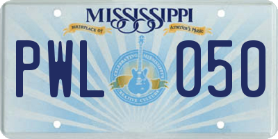MS license plate PWL050