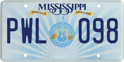 MS license plate PWL098
