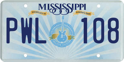 MS license plate PWL108