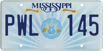 MS license plate PWL145