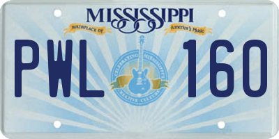 MS license plate PWL160