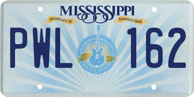 MS license plate PWL162