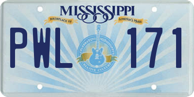 MS license plate PWL171