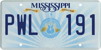MS license plate PWL191