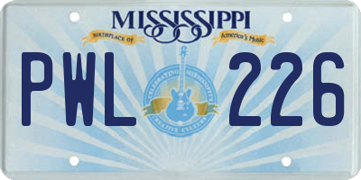 MS license plate PWL226