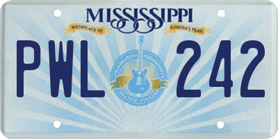 MS license plate PWL242