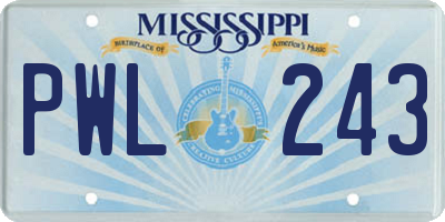 MS license plate PWL243