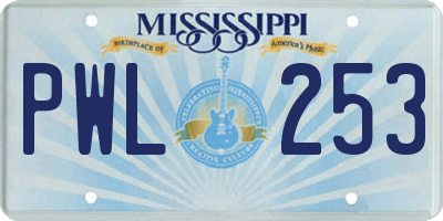 MS license plate PWL253