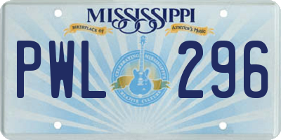 MS license plate PWL296