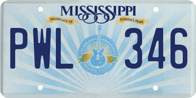 MS license plate PWL346