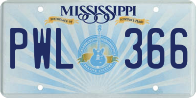 MS license plate PWL366