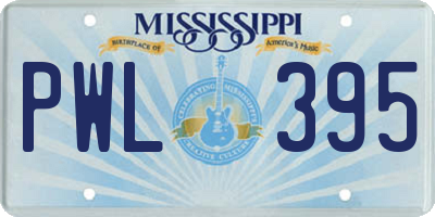 MS license plate PWL395