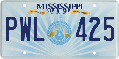 MS license plate PWL425