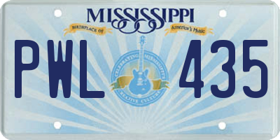 MS license plate PWL435