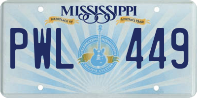 MS license plate PWL449