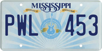 MS license plate PWL453