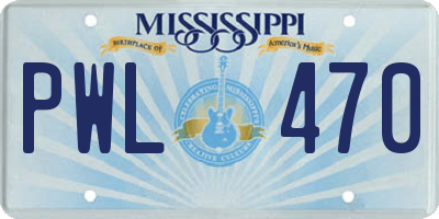 MS license plate PWL470