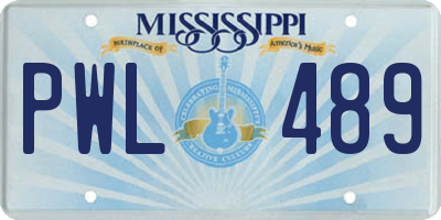 MS license plate PWL489