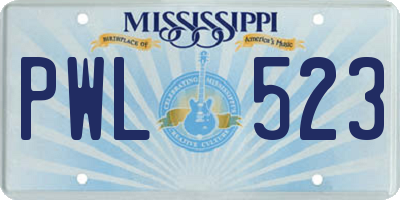 MS license plate PWL523