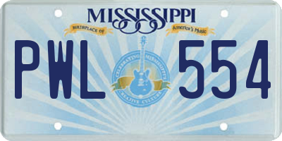 MS license plate PWL554