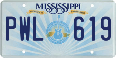 MS license plate PWL619