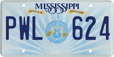 MS license plate PWL624