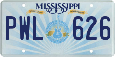 MS license plate PWL626