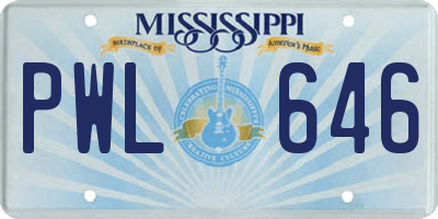 MS license plate PWL646