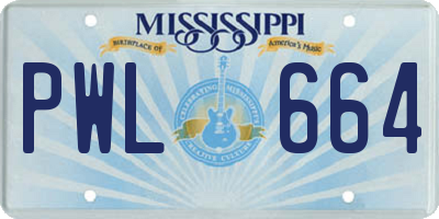 MS license plate PWL664