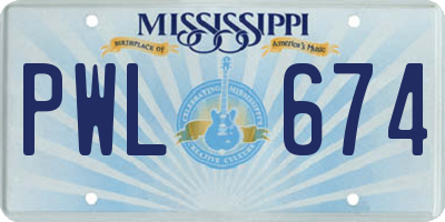 MS license plate PWL674