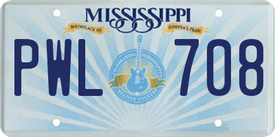 MS license plate PWL708