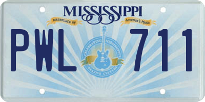 MS license plate PWL711